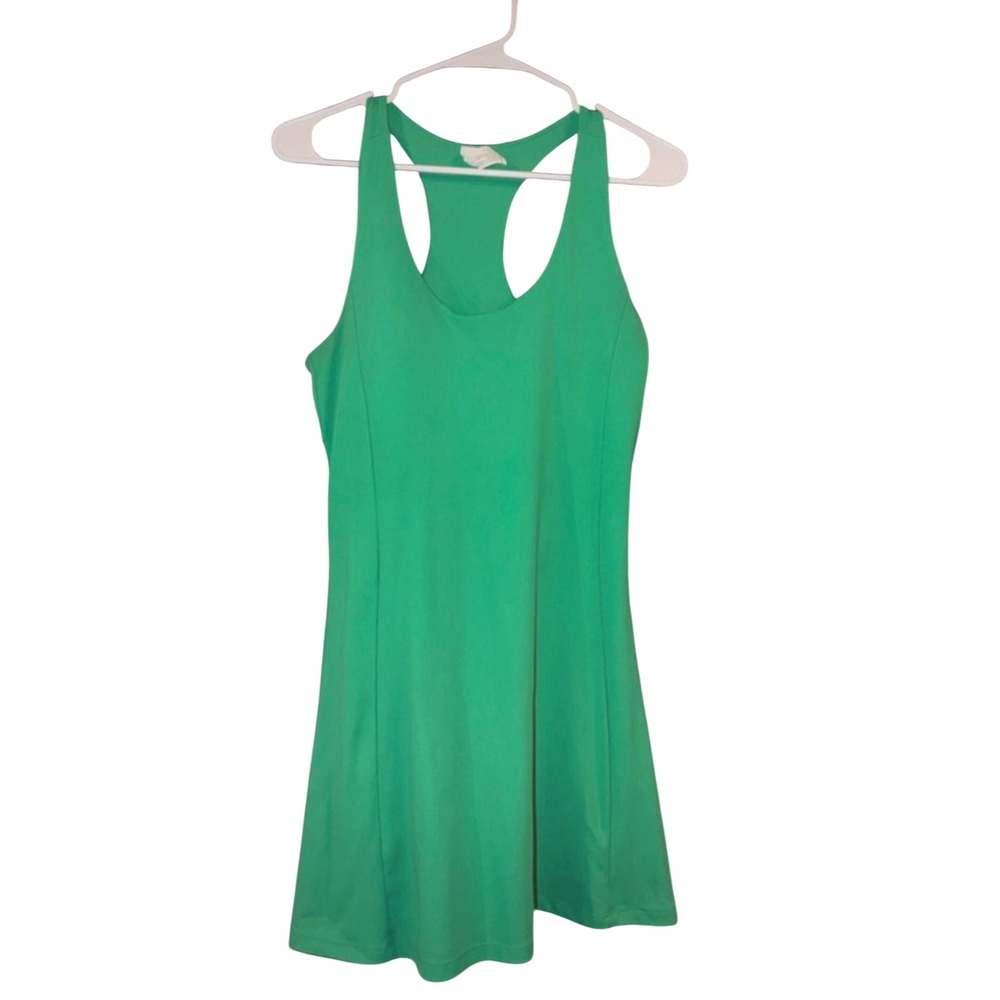 90 Degree by Reflex Match Point Tennis Dress Green Racerback Built-in Shorts L